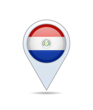 Paraguay - haritaya bayrak rozeti. Vektör illüstrasyonu.
