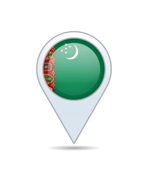 stock vector Turkmenistan - flag pin for map. Vector illustration.