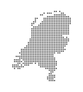 Hollanda - Noktalı Harita. Harita Noktalar tarafından oluşturuldu. Vektör İllüstrasyonu