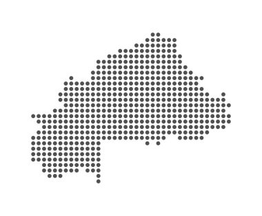 Burkina Faso - Noktalı Harita. Harita Noktalar tarafından oluşturuldu. Vektör İllüstrasyonu