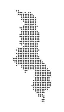 Malawi - Noktalı Harita. Harita Noktalar tarafından oluşturuldu. Vektör İllüstrasyonu