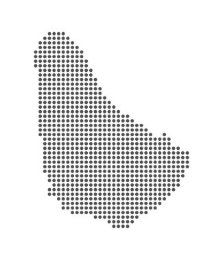 Barbados - Noktalı Harita. Harita Noktalar tarafından oluşturuldu. Vektör İllüstrasyonu