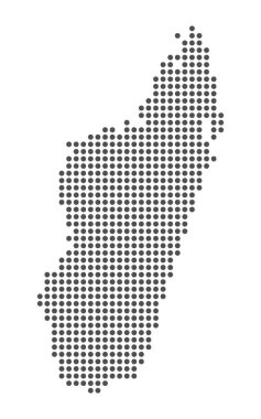 Madagaskar - Noktalı Harita. Harita Noktalar tarafından oluşturuldu. Vektör İllüstrasyonu