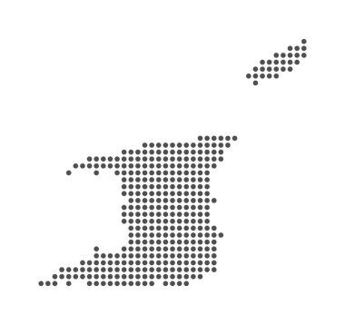 Trinidad ve Tobago - Noktalı Harita. Harita Noktalar tarafından oluşturuldu. Vektör İllüstrasyonu