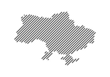 Ukrayna - Çizgilerle oluşturulan ülke haritası. Vektör İllüstrasyonu.