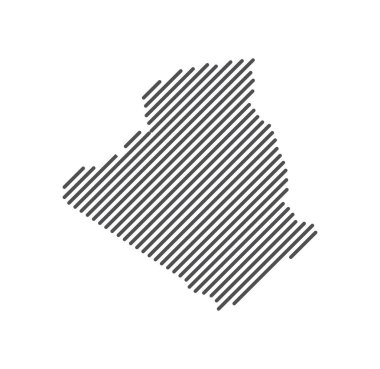 Cezayir - Çizgilerle oluşturulan ülke haritası. Vektör İllüstrasyonu.