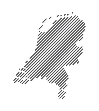Hollanda - Çizgilerle oluşturulan ülke haritası. Vektör İllüstrasyonu.