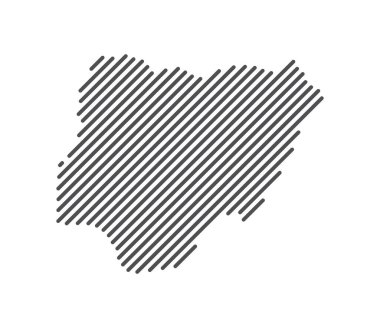 Nijerya - Çizgilerle oluşturulan ülke haritası. Vektör İllüstrasyonu.