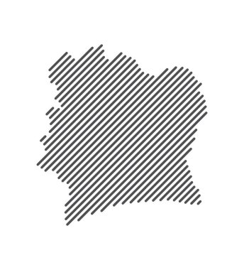 Fildişi Sahili - Çizgilerle oluşturulan ülke haritası. Vektör İllüstrasyonu.