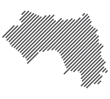 Gine - Çizgilerle oluşturulan ülke haritası. Vektör İllüstrasyonu.