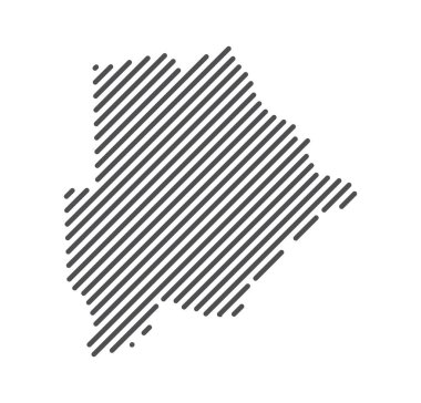 Botswana - Çizgilerle oluşturulan ülke haritası. Vektör İllüstrasyonu.