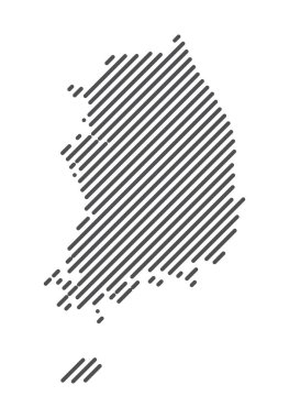 Güney Kore - Çizgilerle oluşturulan ülke haritası. Vektör İllüstrasyonu.