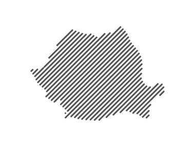 Romanya - Çizgilerle oluşturulan ülke haritası. Vektör İllüstrasyonu.