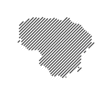 Litvanya - Çizgilerle oluşturulan ülke haritası. Vektör İllüstrasyonu.