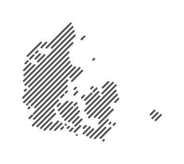 Danimarka - Çizgilerle oluşturulan ülke haritası. Vektör İllüstrasyonu.