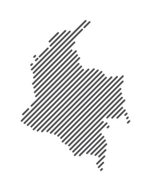 Kolombiya - Çizgilerle oluşturulan ülke haritası. Vektör İllüstrasyonu.