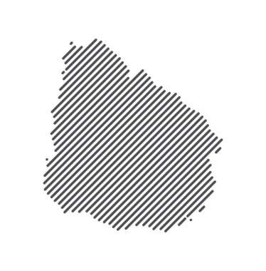 Uruguay - Çizgilerle oluşturulan ülke haritası. Vektör İllüstrasyonu.