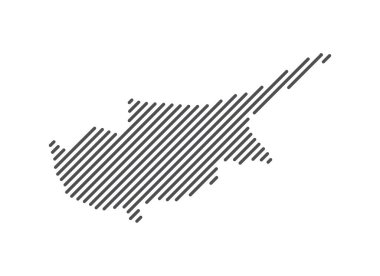 Kıbrıs - Çizgilerle oluşturulan ülke haritası. Vektör İllüstrasyonu.