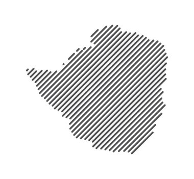 Zimbabwe, ülkenin çizgilerle oluşturulmuş haritası. Vektör İllüstrasyonu.