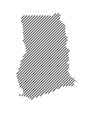 Gana - Çizgilerle oluşturulan ülke haritası. Vektör İllüstrasyonu.