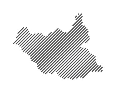 Güney Sudan - Çizgilerle oluşturulan ülke haritası. Vektör İllüstrasyonu.