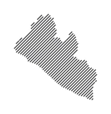 Liberya - Çizgilerle oluşturulan ülke haritası. Vektör İllüstrasyonu.