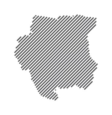 Surinam - Çizgilerle oluşturulan ülke haritası. Vektör İllüstrasyonu.