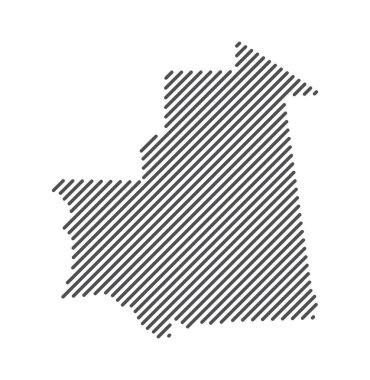 Moritanya - Çizgilerle oluşturulan ülke haritası. Vektör İllüstrasyonu.