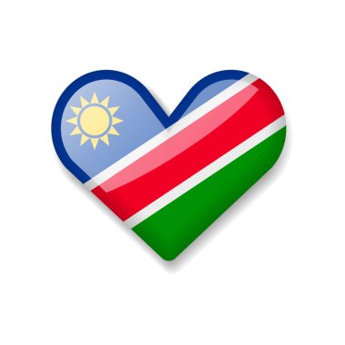 Namibia - Shiny Flag in the Form of Heart. Vector Illustration. clipart