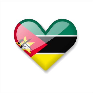 Mozambique - Shiny Flag in the Form of Heart. Vector Illustration. clipart