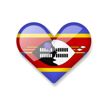 Eswatini - Kalp Biçiminde Parlak Bayrak. Vektör İllüstrasyonu.