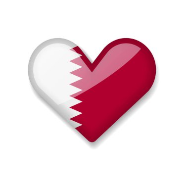 Katar - Kalpte Parlak Bayrak. Vektör İllüstrasyonu.