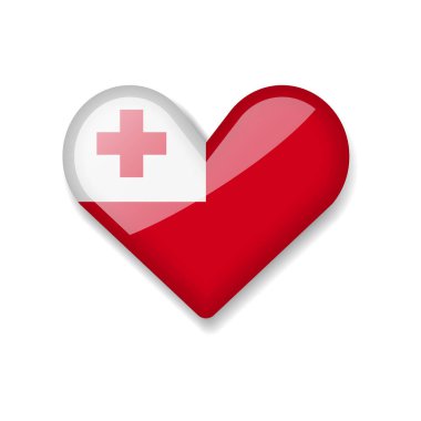 Tonga - Shiny Flag in the Form of Heart. Vector Illustration. clipart