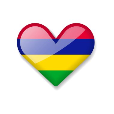 Mauritius, Kalpler Formu 'nda Parlak Bayrak. Vektör İllüstrasyonu.