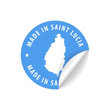 Saint Lucia 'da yapılmış. Şehir Haritası Etiketi. En iyi kalite. Orijinal ürün. Vektör illüstrasyonu.