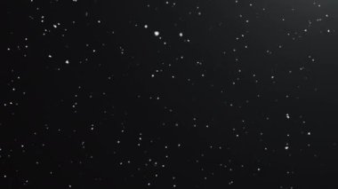 Siyah arka planda kusursuz döngüsü olan gerçekçi kar yağışı animasyonu. Kar taneleri bokeh, ve Noel için kar yağışı ve tatil tasarımı. Kusursuz döngü.