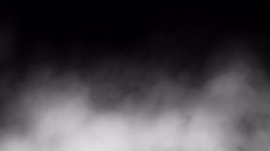 Siyah bir arka planda beyaz sis havada süzülüyor. Kusursuz animasyon.