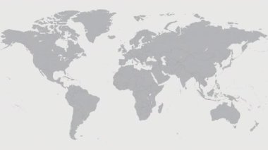 Dünya haritasında ABD. 4K canlandırması.