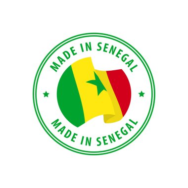 Senegal damgalı, çıkartmalı. Vektör illüstrasyonu.