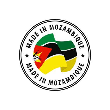 Mozambik damgalı, çıkartmalı. Vektör illüstrasyonu.