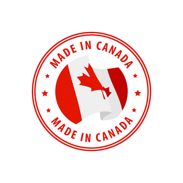 Made in Canada stamp, sticker. Vector illustration.