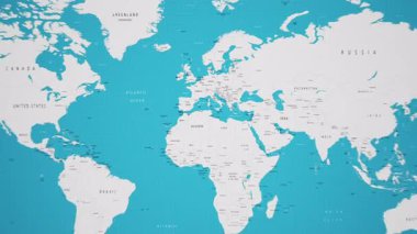 Canlandırılmış Ulusal Bayrağıyla Dünya Haritasında Fransa