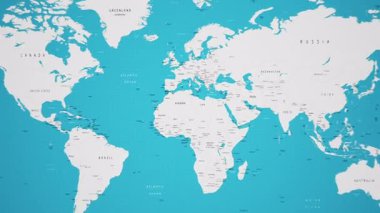 Dünya Haritasında Animasyon Ulusal Bayrağıyla Cezayir