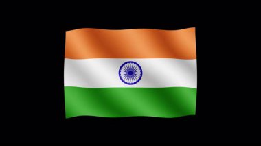 Hindistan - Şeffaf arkaplanda bayrak sallamanın yüksek kaliteli animasyonu. Kusursuz animasyon.