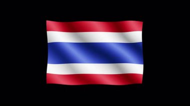Tayland - Şeffaf arka planda bayrak sallamanın yüksek kaliteli animasyonu. Kusursuz animasyon.