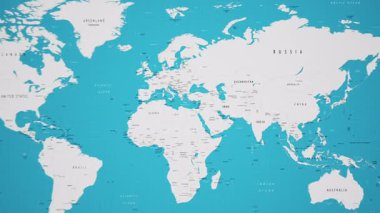 Animasyon Ulusal Bayrağıyla Dünya Haritasında Kazakistan