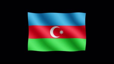 Azerbaycan - Şeffaf arkaplanda bayrak sallamanın yüksek kaliteli animasyonu. Kusursuz animasyon.