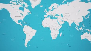 Dünya Haritasında Animasyon Ulusal Bayrağıyla Arjantin