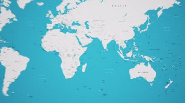 Canlandırılmış Ulusal Bayrak ile Yeni Zelanda Dünya Haritasında