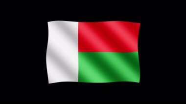 Madagaskar - Şeffaf arkaplanda bayrak sallamanın yüksek kaliteli animasyonu. Kusursuz animasyon.